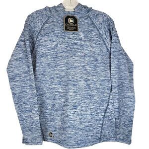 Crable Pull-Over Hoodie Men S Activewear Long Sleeve Thumb Holes Spacedye‎ Blue